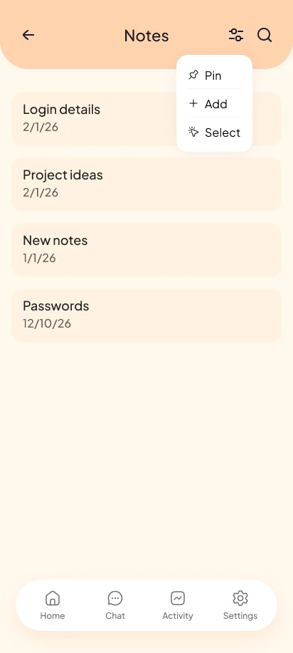 Notes and filters