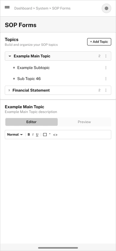 SOP forms on mobile